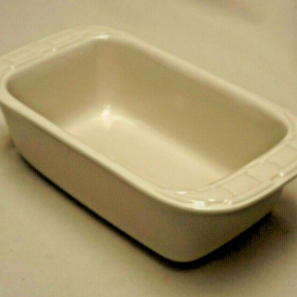 Longaberger Pottery Woven Traditions Heirloom Ivory Small Loaf Dish - Picture 2 of 11